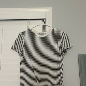 Zara Black and White Striped T-Shirt